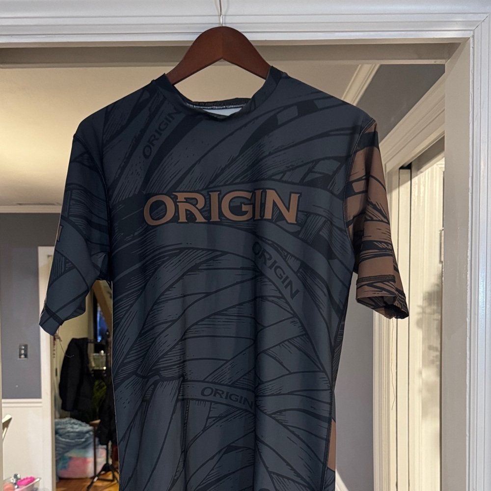 ORIGIN USA ODYSSEY RANKED COMFORT FIT RASHGUARD BROWN BELT, XXL